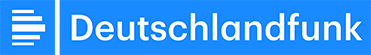 Rechteckicker Banner in blau-weiß mit Text Deutschlandfunk